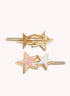 Marbelized Star Duo Clip - Colors: Pink Pearlescence & Mother of Pearl White